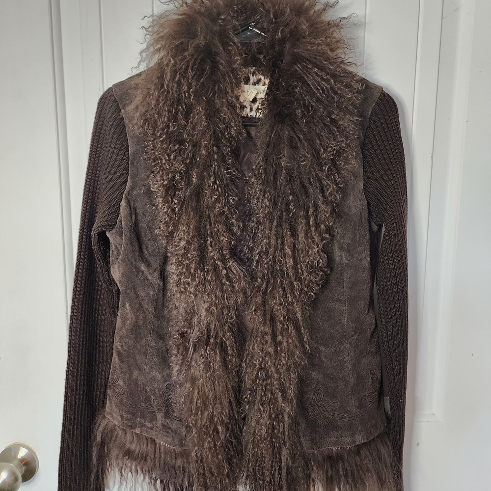 Brown Suede Fur Women's Jacket